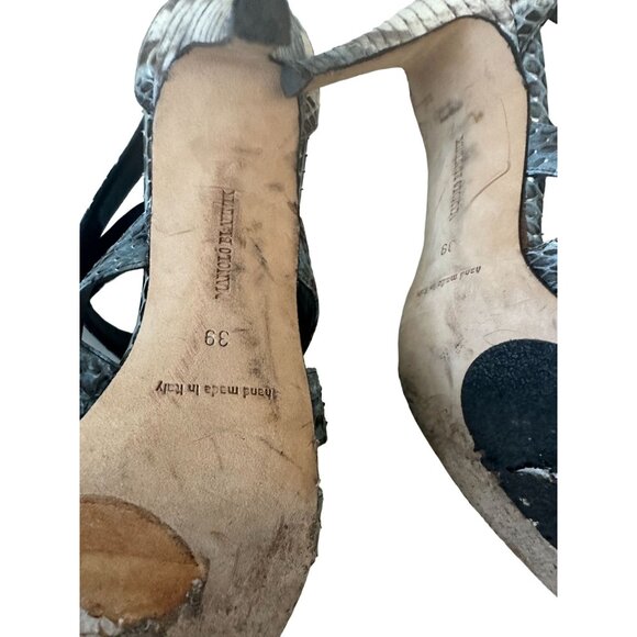 MANOLO BLAHNIK Snake Print Leather Heels Size 39 / US 9 - Picture 7 of 7